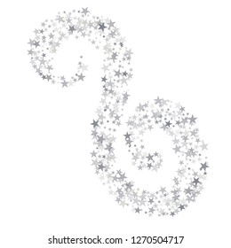 Silver sparkling falling star. Vector stardust trail. swirl stars, light sparkles background, christmas lights confetti. magic shining Flying glitter cosmic backdrop on night sky