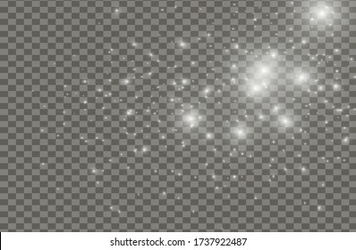 Silver sparks glitter special light effect. Vector sparkles on transparent background. Sparkling magic dust particles.