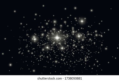 Silver sparks glitter special light effect. Vector sparkles on transparent background. Sparkling magic dust particles.
