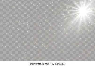 Silver sparks glitter special light effect. Vector sparkles on transparent background. Sparkling magic dust particles.