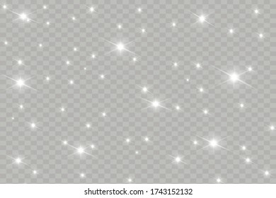 Silver sparks glitter special light effect. Vector sparkles on transparent background. Sparkling magic dust particles.