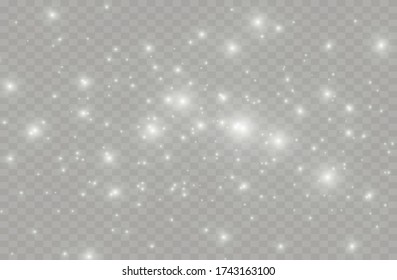 Silver sparks glitter special light effect. Vector sparkles on transparent background. Sparkling magic dust particles.