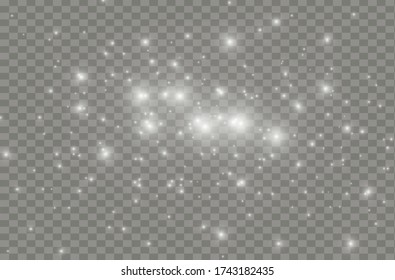 Silver sparks glitter special light effect. Vector sparkles on transparent background. Sparkling magic dust particles.