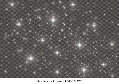 Silver sparks glitter special light effect. Vector sparkles on transparent background. Sparkling magic dust particles.
