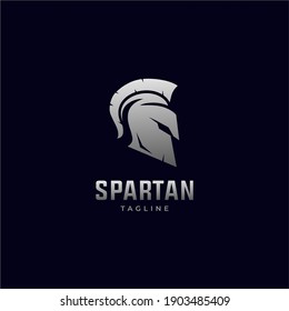 silver spartan helmet logo icon template illustration