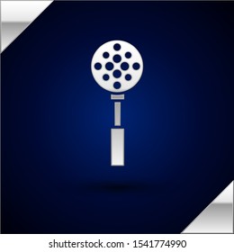 Silver Spatula icon isolated on dark blue background. Kitchen spatula icon. BBQ spatula sign. Barbecue and grill tool.  Vector Illustration