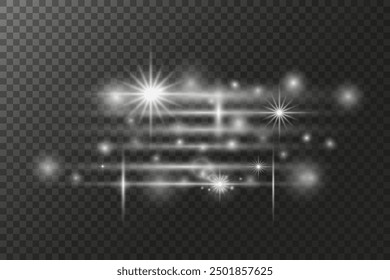 Silver special effect, speed line.Horizontal rays of white light.Abstract realistic science fiction moments. Vector illustration.