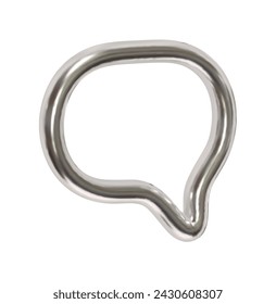 Burbujas de Silver Speech. Icono de línea de burbuja de diálogo de chat de metal plateado mínimo. Diseño 3D realista aislado sobre fondo blanco. Ilustración de vector