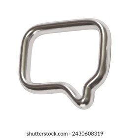 Silver Speech bubbles. Minimal silver metal chat dialog bubble line Icon. Realistic 3d design isolated on white background. Vector illustration
