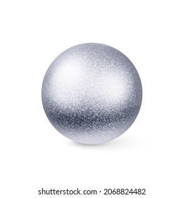 A silver sphere on a white background with bright highlights. Home decoration