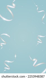 Fondo azul del vector de la celebración de la espiral plateada. Diseño Serpentino de Navidad. Ilustración Aislada De Estrella. Plantilla de vuelo luminosa.
