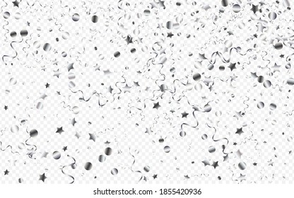 Vector de Navidad Espiral Plata Fondo transparente. Estrella de la Celebración. Plantilla de papel más optimizada. Afiche de la fiesta de plata.