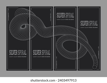 La espiral de plata. Una plantilla de diseño para el diseño de una portada, pancarta, afiche. Una composición lujosa para el diseño interior, la decoración y las ideas creativas