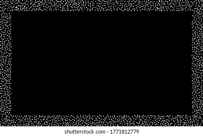 Silver Splash Holiday Black Background. Modern Sparkle Design. White Dot Rich Card. Rain Bright Background.