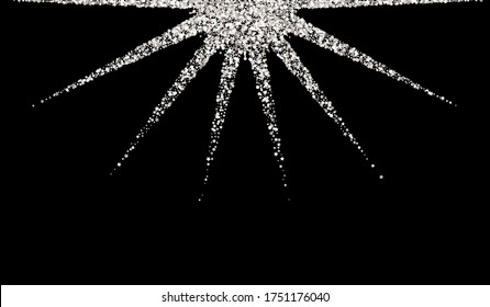 Splash plateado Fondo negro aislado. Postal redonda de vectores. Papel de escritorio moderno de Confetti blanco. Patrón de arte espumoso.
