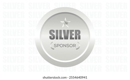 Silver sponsor stamp sign on Silver background, star logo with Silver sponsor | vector illustration