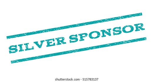 Silver Sponsor watermark stamp. Text caption between parallel lines with grunge design style. Rubber seal stamp with dust texture. Vector cyan color ink imprint on a white background.