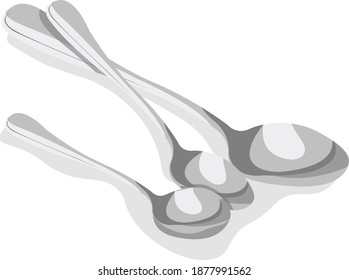 Silver spoons, illustration, vector on white background