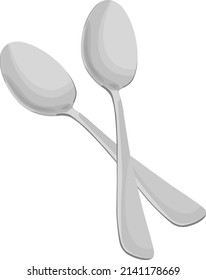 Silver spoons, illustration, vector on a white background.
