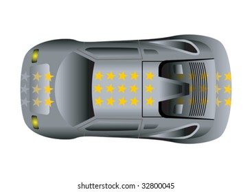 Silver sport car top vector illustration