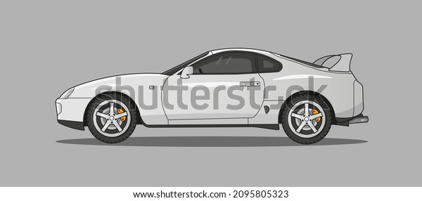 Silver Sport Car \
Vector With Grey\
Background