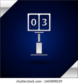 Silver Sport football mechanical scoreboard and result display icon isolated on dark blue background.  Vector Illustration
