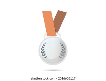 Silver sports medal. Vector graphics and design.