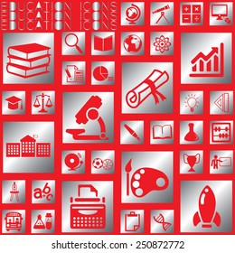 Silver square education icons
