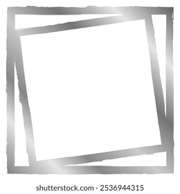 Marco cuadrado de plata aislado en blanco. Viejo marco desgastado. Marco de Vector para texto, foto, tarjeta, certificado, imagen, Anuncio, cartel. Textura metálica	