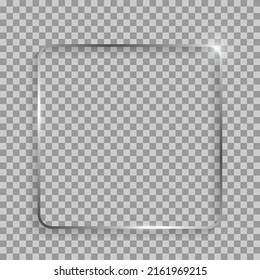 Silver square frame with shadows and highlights isolated on a transparent background.