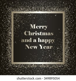 Silver square frame with sparkles, Merry Christmas, vector