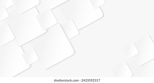 Silver square pattern with shadow. Abstract geometric background with copy space. Modern and minimal concept. Template for cover, poster, banner. 