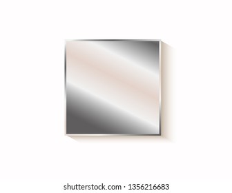 Silver square sticker isolated