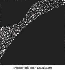 Silver squares on a black background. A shiny background of small steal on a black background. Luxurious pattern with silver dust effect.