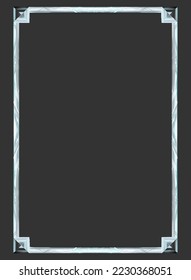 Silver with squares vertical frame. Vector drawing.  Layout of a framed photo. Vertical modern frame. Blank photo frame a4 isolated on background. Frame for posters and photos. Vector