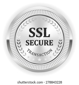 Silver ssl secure badge on white background