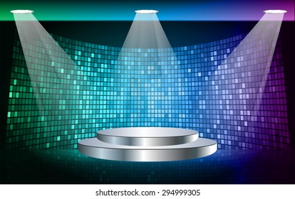 silver Stage lights. dark green blue purple background. Vector illustration. Light Abstract Technology background computer graphic website internet and business