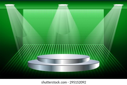 Silver Stage lights. dark green background. Vector illustration. Light Abstract Technology background computer graphic website internet and business.