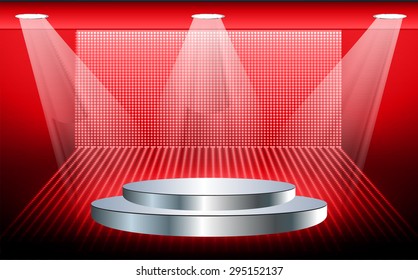 Silver Stage lights. dark red background. Vector illustration. Light Abstract Technology background computer graphic website internet and business.