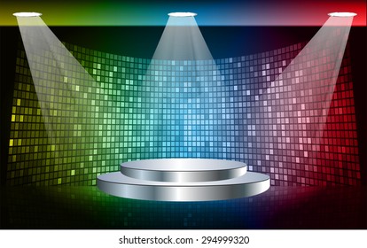 silver Stage lights. dark yellow blue red background. Vector illustration. Light Abstract Technology background computer graphic website internet and business