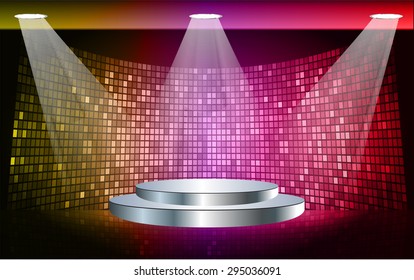 silver Stage lights. dark yellow purple red background. Vector illustration. Light Abstract Technology background computer graphic website internet and business