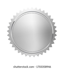 Silver stamp isolated on white background. Luxury seal. Vector design element