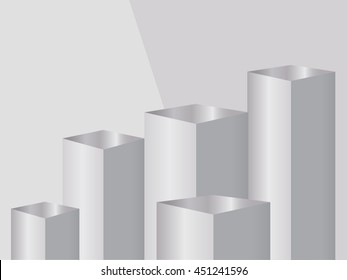 Silver stand that can use to place product on the top that comes with two tone of background color and provide some space for title.