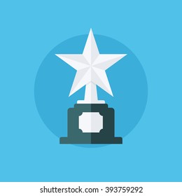 Silver star award. Winner concept with trophy icon. Silver star award icon. Flat vector illustration.