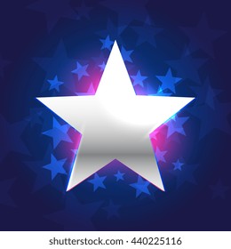 silver star in blue background