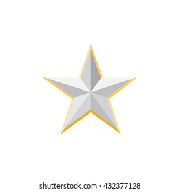 Silver Star Clasic Icon Long Shadow  vector illustration