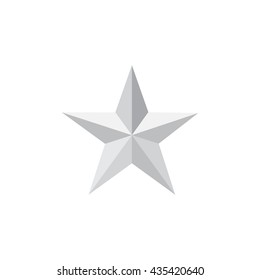 Silver Star Clasic Icon,  Silver Star  Long Shadow  Vector Illustration