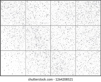 Silver star confetti celebrations. Simple festive modern design. Holiday vector. Set 12 in 1