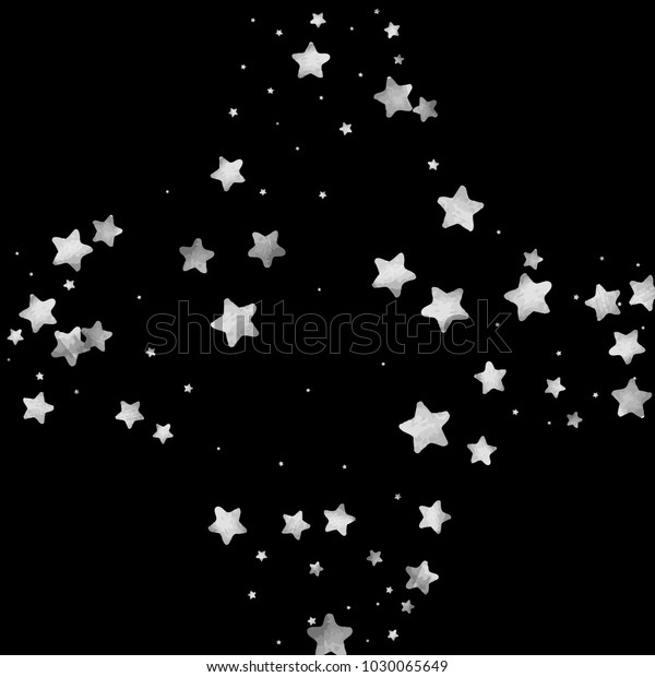 Silver Star Confetti Falling Starry Anniversary Stock Vector Royalty