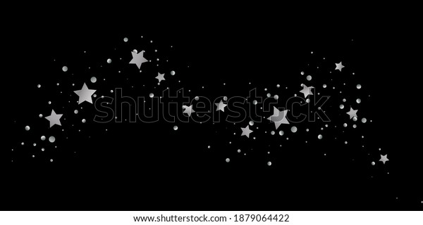 Silver Star Confetti Falling Starry Background Stock Vector Royalty